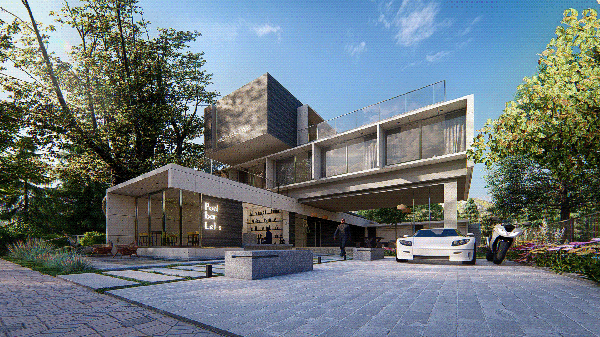 [Giới thiệu] Thiết kế kiến trúc homestay hiện đại 3 tầng