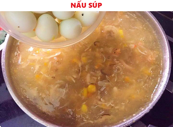 Cách nấu súp trứng cút hải sản