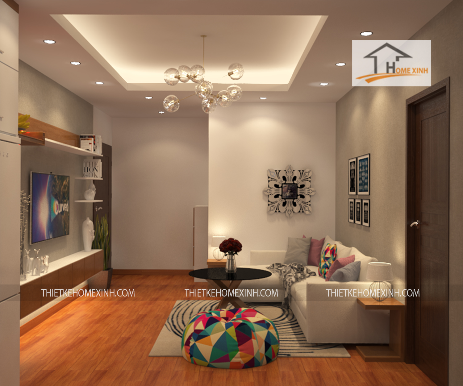 Thiết kế nội thất căn hộ chị Huệ 09B – Chung  cư Gemek