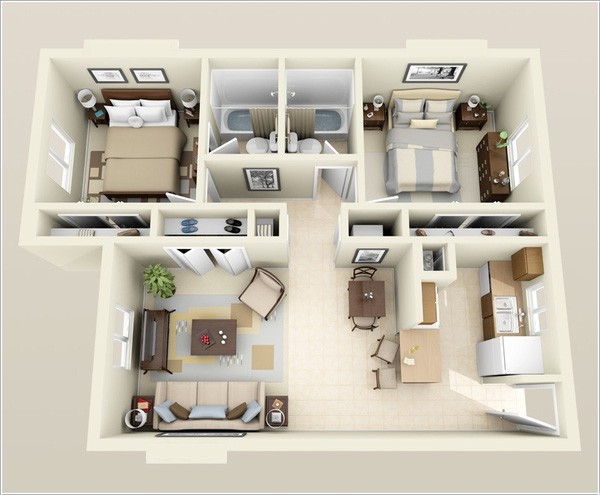 Thiết kế nội thất chung cư 2 phòng ngủ thế nào để tiện nghi nhất?