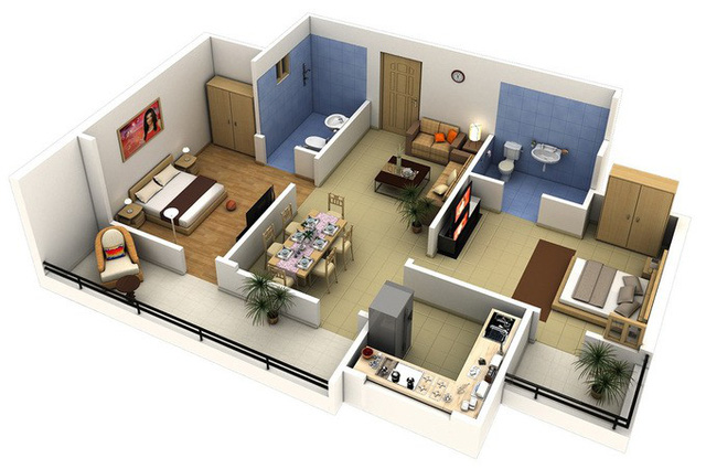 Thiết kế nội thất chung cư 2 phòng ngủ thế nào để tiện nghi nhất?